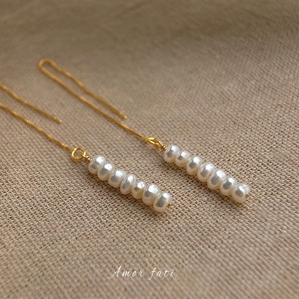 100%925シルバーポスト　18K金メッキ　天然淡水パールピアス　QG-Z92　高品質アクセサリー　天然真珠
