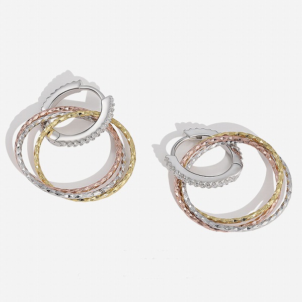 100％S925シルバー 　独自デザインピアス　18K金メッキ　3wayピアス　高品質シルバーアクセサリー