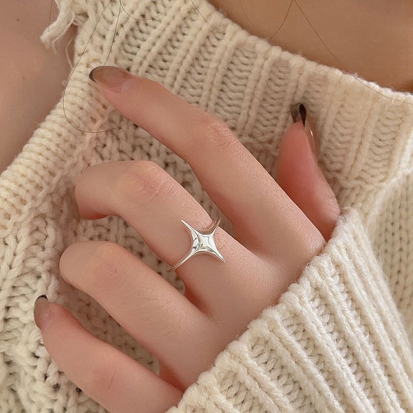 100％S925しろがね色 星光り輪っか  高品質シルバアクセサリー