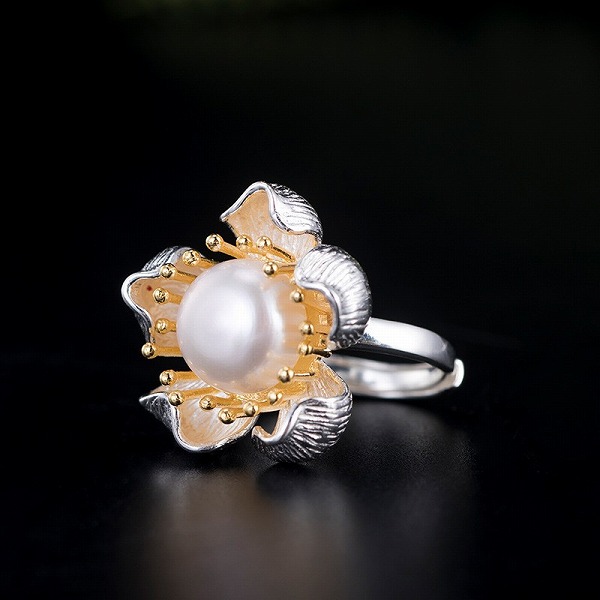 100％S925しろがね色  芙蓉 輪っか 高品質シルバアクセサリー