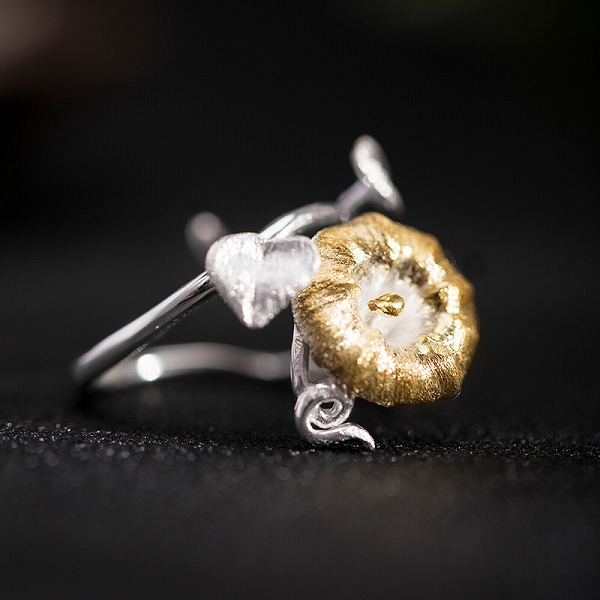 100％S925しろがね色  槿花 輪っか 高品質シルバアクセサリー