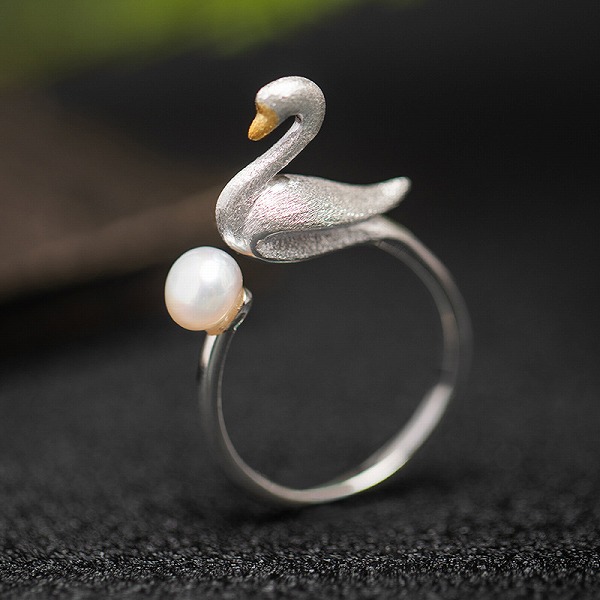 100％S925しろがね色  白鳥  高品質シルバアクセサリー
