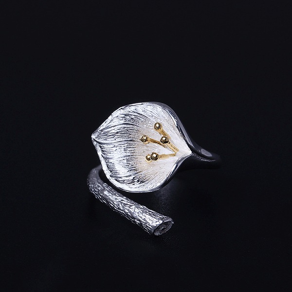 100％S925しろがね色  色つやリリー 輪っか   高品質シルバアクセサリー