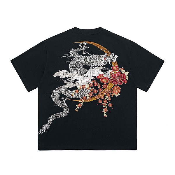 NEWメンズ 高品質コットン　刺しゅうTシャツ　DH-8201　アメカジスタイル