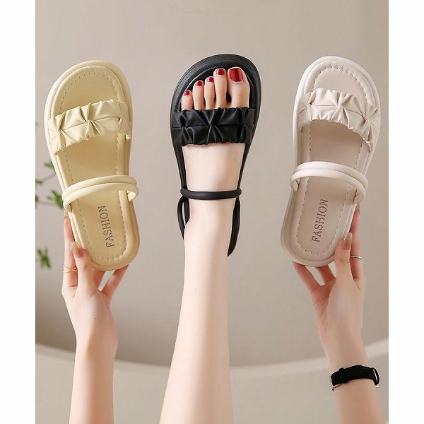 夏新品 ストラップサンダル 厚底 ミュール 4cm