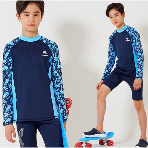 夏新品 キッズ 水泳着 お坊っちゃん 混雑時差し固める ズボン下 かぶり笠付き添い人 3点書き割り 夏 海 スウィミングプール 130-160糎