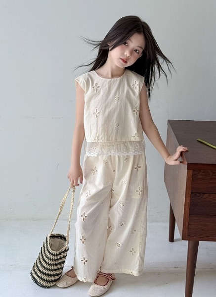 【夏新作】韓国風子供服★キッズ服★袖無しTシャツトップス+ズボン★2点セット可愛い 90cm～150cm