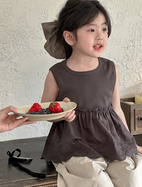 夏新作 韓国風小わっぱ服 キッズ服 ベビー服 ノースリーブ トップス 好いたらしい 2色