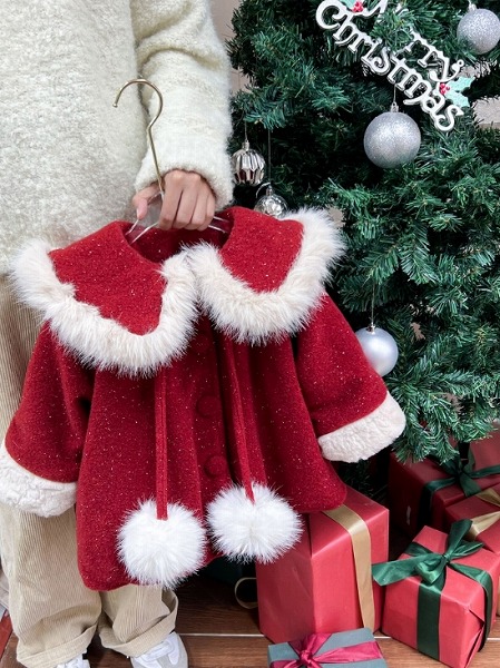 秋冬新作 クリスマス 子供服 厚手 コート 韓国風子供服 クリスマス服装 Merry Christmas