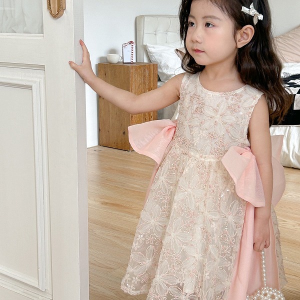 春夏新作 韓国風子供服 キッズ服 ベビー服 ノースリーブ ドレス ワンピース 2色｜ドレミファソラ・ねこ
