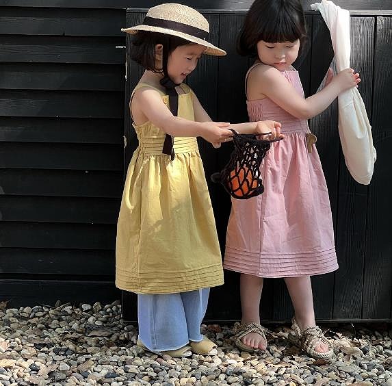 夏新作 韓国風子供服 ベビー服 キッズ 女の子 半袖 ワンピース キャミソールスカート
