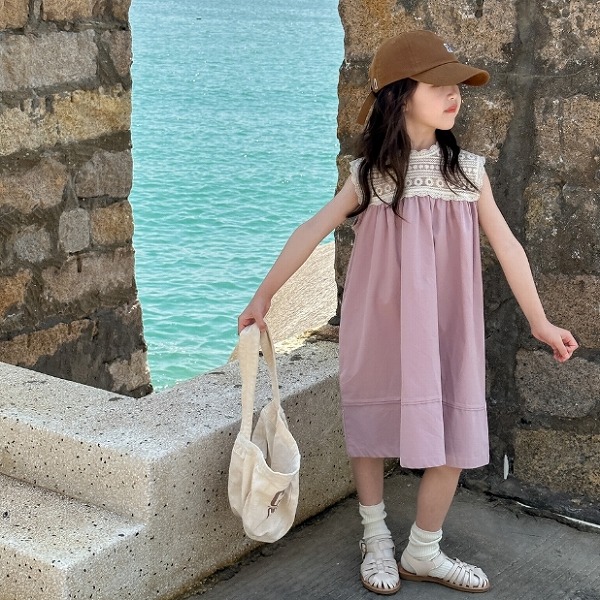 夏 韓国風子供服 キッズ服 ノースリーブ ワンピース 女の子 ファッション カジュアル｜ドレミファソラ・ねこ