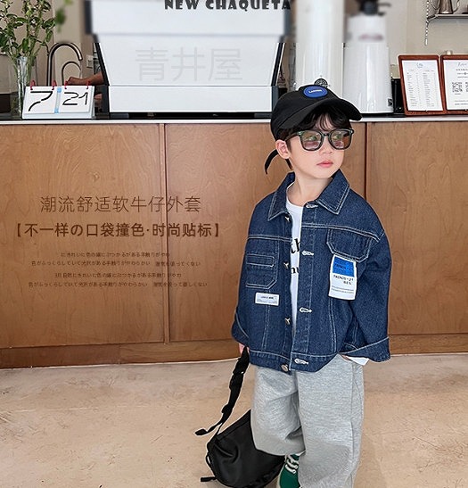 秋冬新作 韓国子供服 カジュアル 長袖 デニム ジャケット コート キッズ服 80-140CM