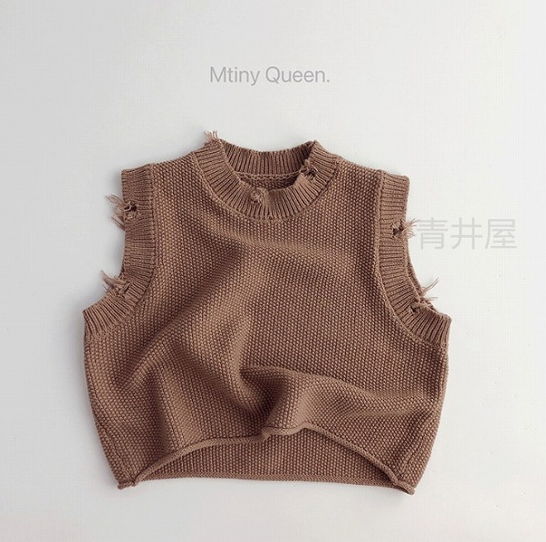 秋冬新作 韓国子供服 ベスト ベビー服 無地 かわいい ニット チョッキ 子供服 韓国風 80-130