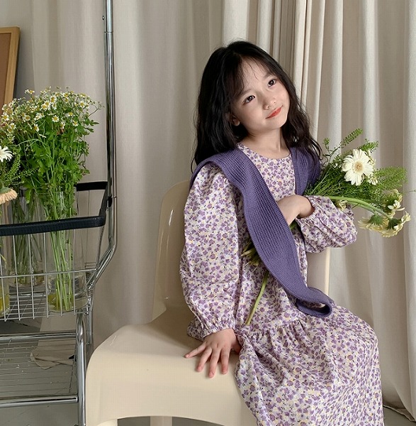 秋冬新作 長袖 ワンピース キッズ 女の子 秋 ワンピース ロング丈 子供ワンピース 90-140CM 2色