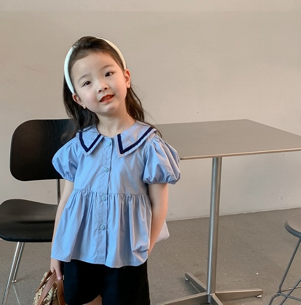 INS 春夏新作 韓国子供服 トップス 半袖シャツ 純色 可愛い ピュアカラー 子供服 80-150CM