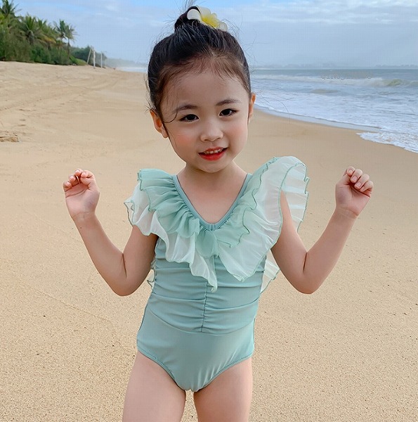 夏 韓国風子供服 水着 プール用品 レース ワンピース水着 女の子 2色