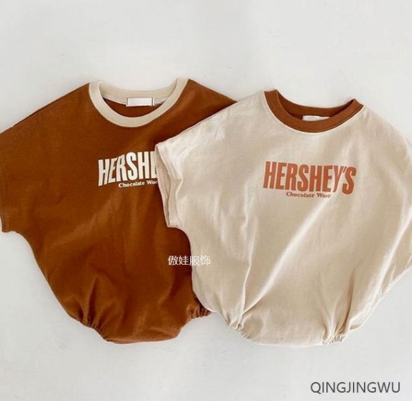 春夏新作 韓国風子供服 ベビー用品 半袖 ロンパース Tシャツ 男女兼用 休? カジュアル 2色