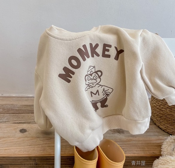 秋冬新作 韓国赤ちゃん服 パーカー プルオーバー もの言う花 裹起毛 自然的 男女兼用 朦々たる お出かけ 2色
