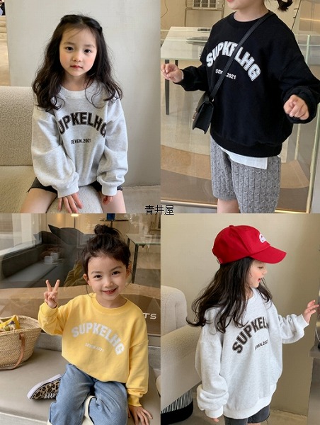 秋冬新作 韓国子供服 ベビー服 パーカー Tシャツ 男女兼用 長袖 カジュアル 3色 韓国ファッション