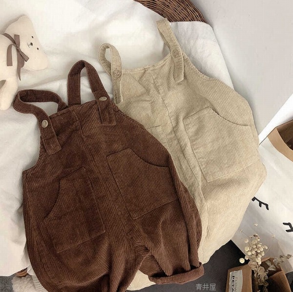 秋冬新作 韓国ちびっ子服 キッズ服 大層らしい櫂 ズボン 上っ張り コール天 ズボン下 男女兼用 2色