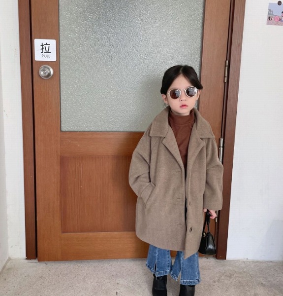 秋冬新作 韓国風子供服 コート メルトンコート ロング丈 女の子 おしゃれ ジャケット