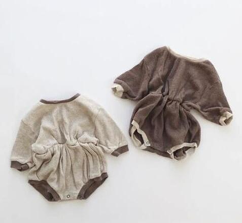 秋冬新作 韓国風小わっぱ服 長袖 ロンパース 連体服 2色 男女兼用 韓国流行り物