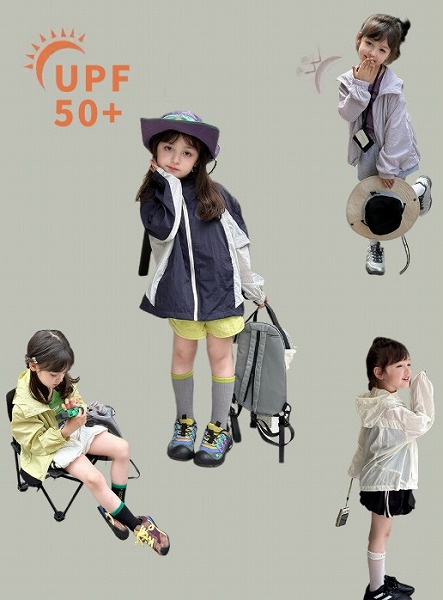 【夏新作】韓国風 ins子供服 日焼け止め★砂浜★ガス透過性★しがいせんぼうし★4色 90cm~170cm