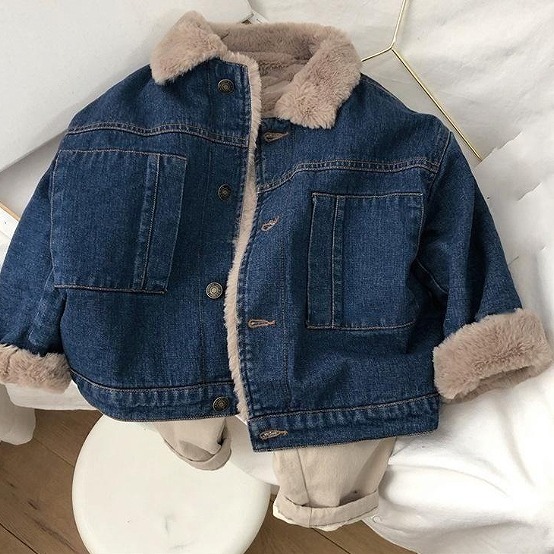 冬新品 韓国風子供服 ベビー服 キッズ服 ジャケット 厚手 デニムコート 可愛い もこもこ