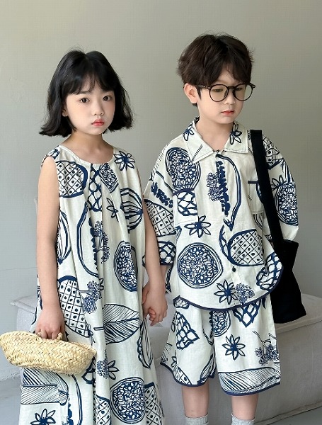 夏新作 韓国風子供服 キッズ服 ベビー服 半袖 セットアップORワンピース 兄妹服 姉弟服