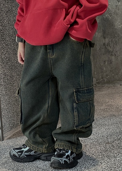 INS 韓国子供服 ボトムス ズボン カジュアル キッズ服 ベビー服 デニムパンツ 裹起毛 男女兼用