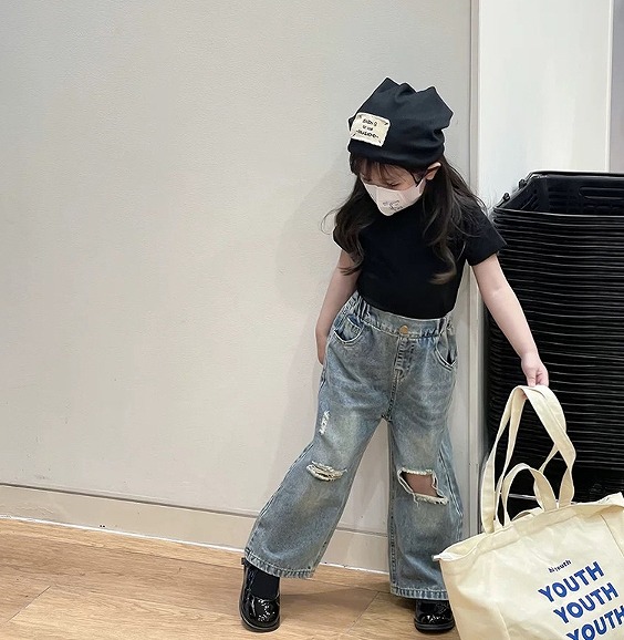 INS 韓国子供服 ボトムス ズボン カジュアル キッズ服 ベビー服 デニムパンツ 男女兼用｜ドレミファソラ・ねこ