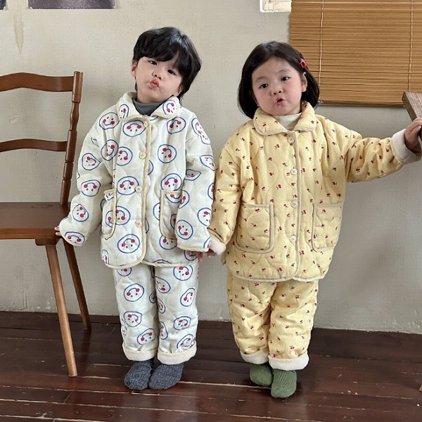 秋冬新作 子供服 パジャマ着 綿 韓国風子供服 ベビー服 キッズ 男女兼用トップス＋パンツ2点セット