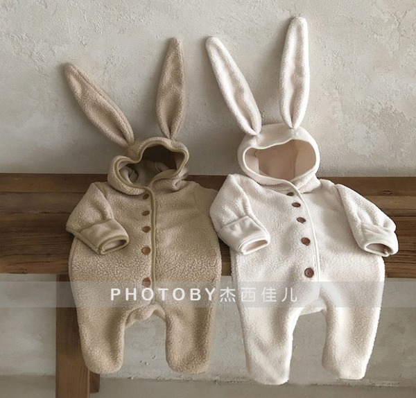 秋冬新品 韓国風子供服 ベビー服 キッズ服 ロンパース ウサギ耳 オーバーオール 可愛い