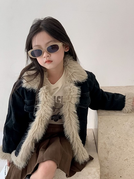 INS冬新作 韓国風子供服 ベビー服 キッズ 長袖 ジャケット デニム コート カジュアル 裹起毛｜ドレミファソラ・ねこ