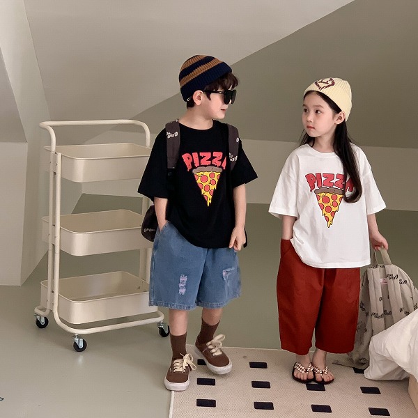 夏服 韓国風子供服 ベビー服 トップス 半袖 Tシャツ 英字 男女兼用 カジュアル 2色｜ドレミファソラ・ねこ