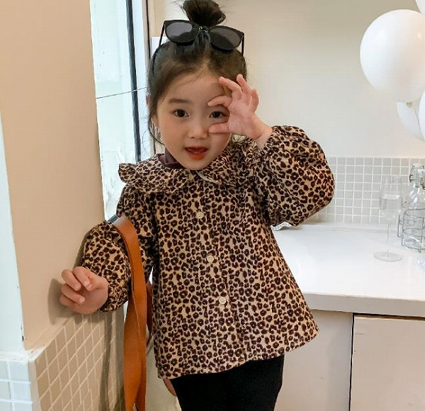 韓国風子供服 秋冬 コート ジャケットカーディガン トップス アウター 豹柄 長袖 厚手 キッズ服