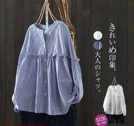 秋新品 シャツ レディース ブラウス シャツブラウス 春 夏 秋 ストライプ柄 長袖 体型カバー 15,377円