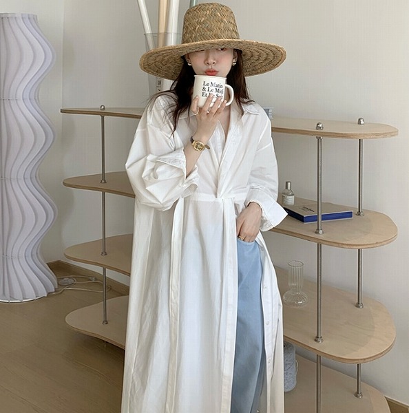 春夏 長袖プルオーバー 折り襟 衣装 人となり 窈窕たる 韓国風 着痩せ レディース 2色
