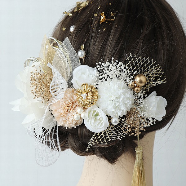 髪飾り ヘアアクセサリー ヘアクリップ 和風 お花 花見 和装小物 浴衣 着物 成人式 七五三 祭り 花火大会