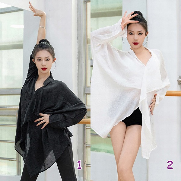 ダンスウェア ヨガ バレエ 体操 ベリーダンス ラテンダンス 社交ダンス 長袖上着 ロングシャツトップス