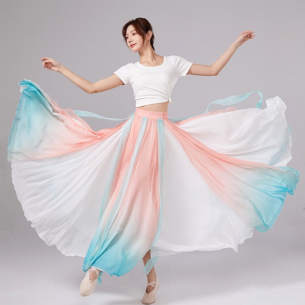 練習服 ダンス教室 ベリーダンス ラテンダンス 社交ダンス ソシアルダンス ロングスカート 720度裾 15,422円