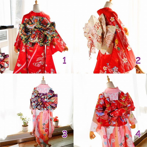 和装小物 定番 リボン型作り帯 結び帯 簡単に着る 兵児帯 しわ帯 お花 花見 浴衣 着物 成人式 4色