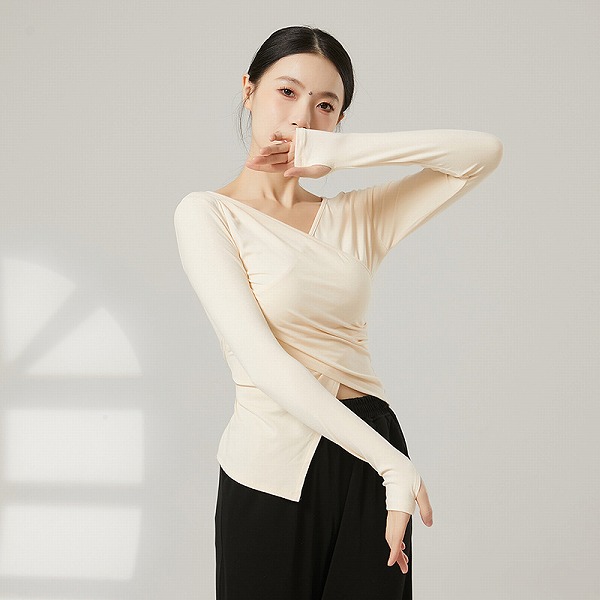 ダンス教室 ベリーダンス バレェ ヨガ 体操服 秋冬上着 指穴付Tシャツ プルオーバー 練習服 7色