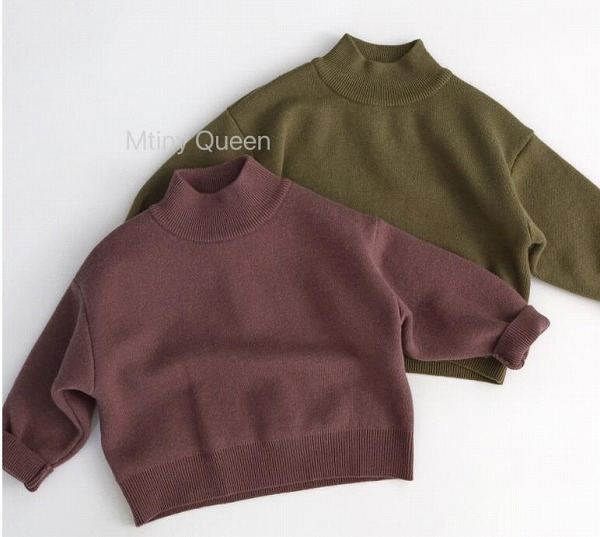 新登場　キッズ服　SWトップス　裏起毛ニットセーター　ベビー服★80-130CM　２色