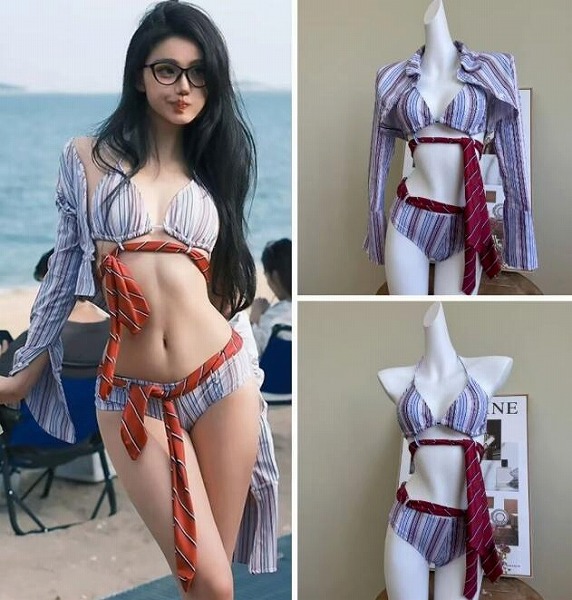 新品 スリム エレガント女性 水着　温泉可　シャワー　ビキニ　セバレーツ 　3点セット★M-XL