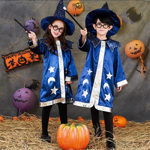 秋新品　ハロウィン子供服　キッズ男女　演出服＋魔法棒＋メガネフレーム＋帽子