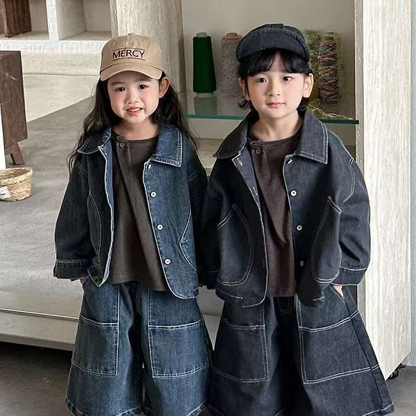 JY 韓国風お子さん服 キッズ服 ジーンズプルオーバー＋唐人笛ズボン下 セットアップ 80-140 メンズファッション-スーツ・セットアップ