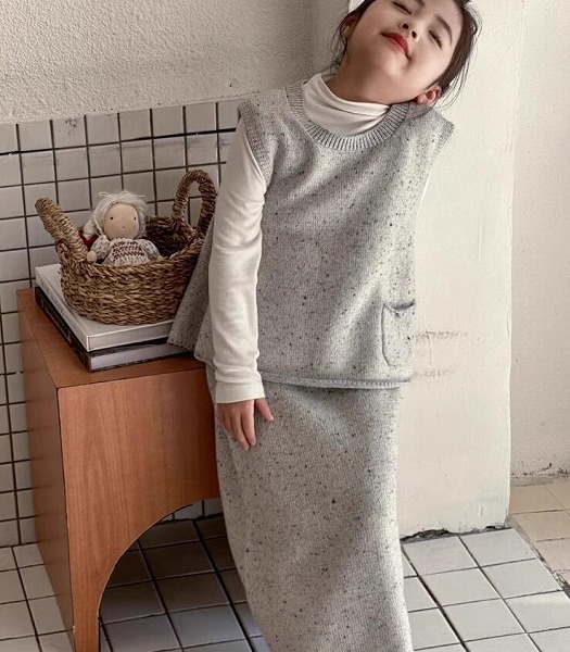 子供服 キッズ トップス ベスト＋スカート セットアップ 110-170｜ドレミファソラ・ねこ