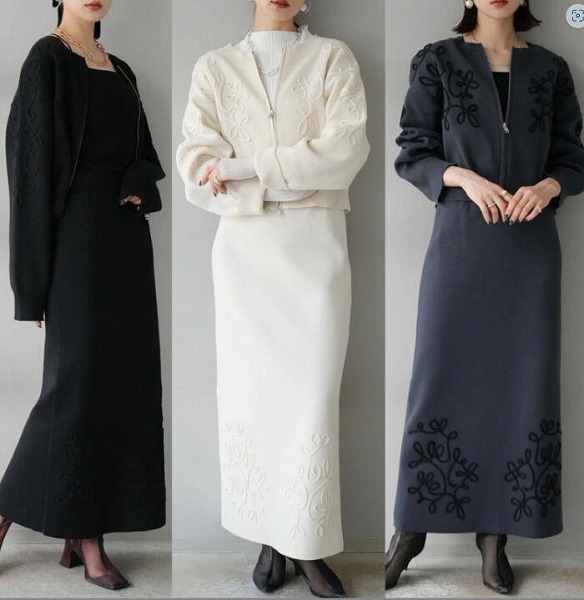 INS 秋冬新作 気質 おしゃれ トップス ニットセーター+スカート セットアップ 3色